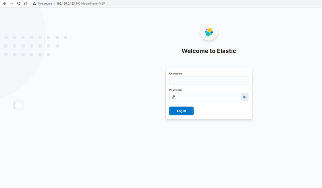 Kibana Elasticsearch Login Page