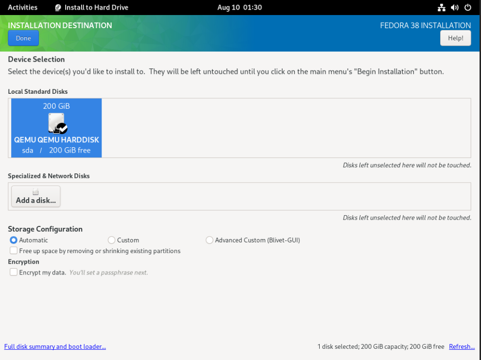 Fedora Workstation 38 Installation Customization