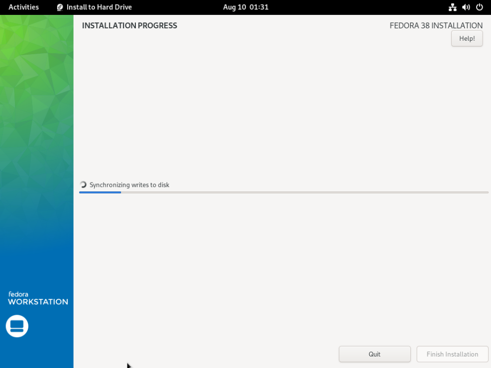 Fedora Workstation 38 Installation Progress