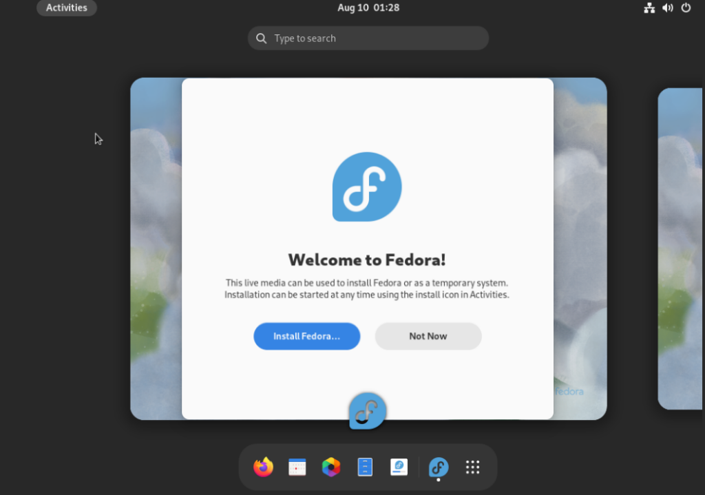 Fedora Workstation 38 Installation Start